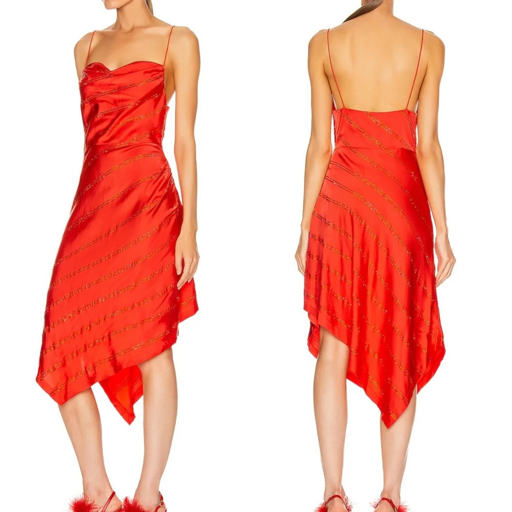 Retrofete Lilly Asymmetrical Hem Crystal Dress